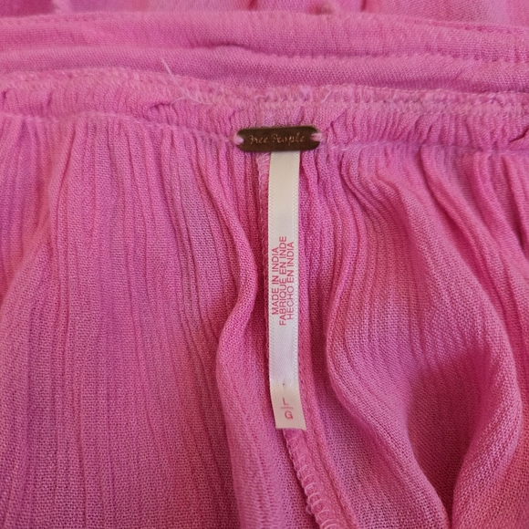 Free People Pink Extratropical Maxi Halter Dress Open Back Billowy Beachy Flowy - Picture 9 of 12